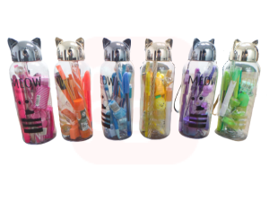 Kit Presenteável Monocromático azul C/ Estojo Garrafa Gato plástico